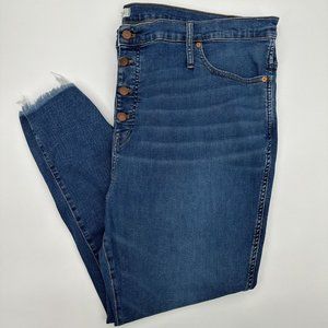Madewell 10" High Rise‎ Skinny Jeans Raw Hem Plus Size 37 Button Fly Mackey Wash